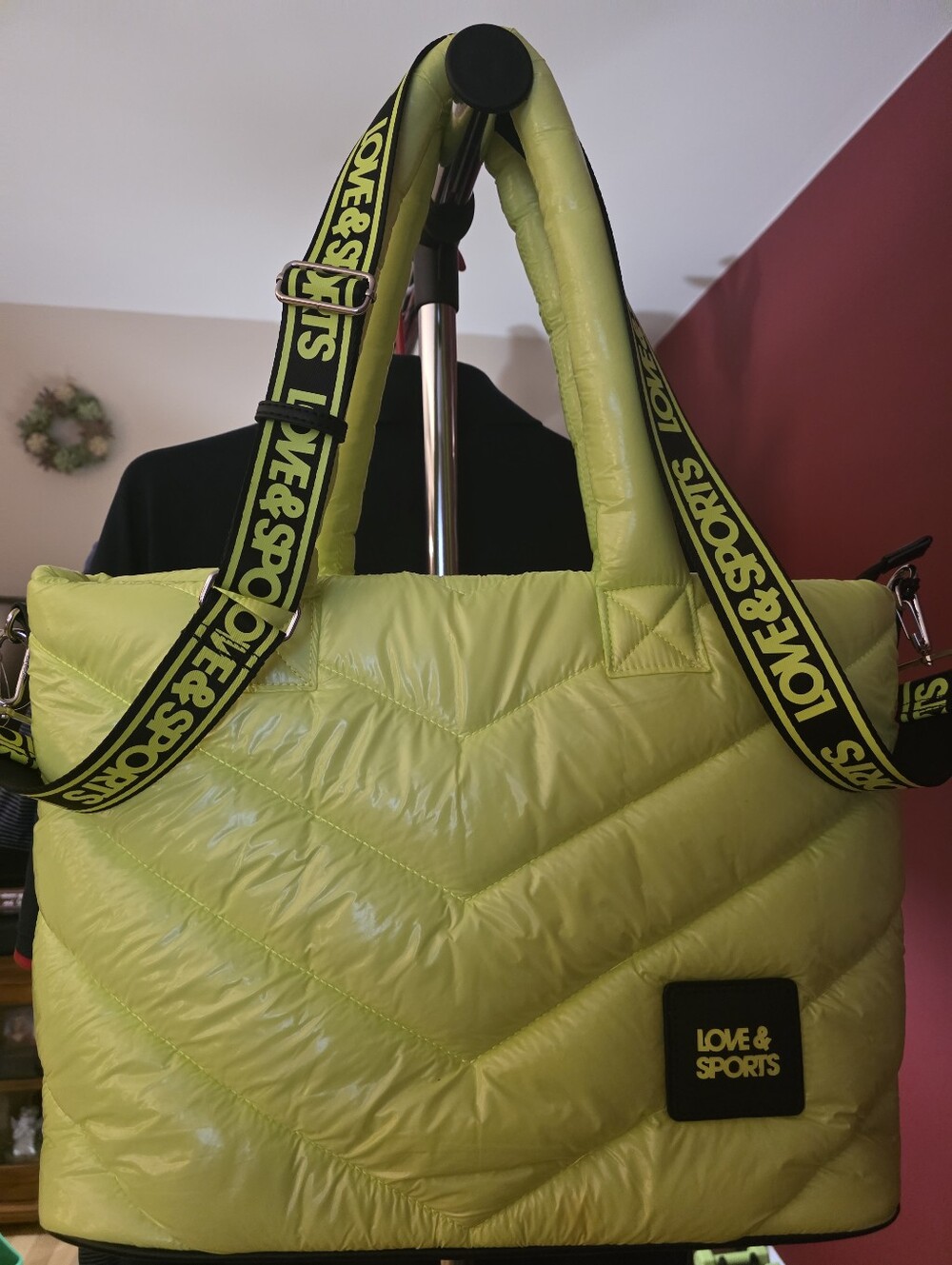 Neon Yellow Love & Sports Puffer Bag